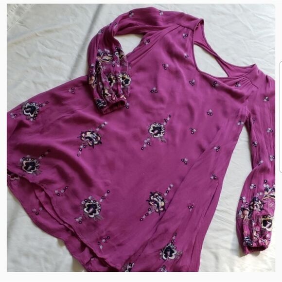 Free People Embroidered Long Sleeve Tunic Dress - Picture 6 of 7